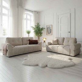 Sandhurst Fabric 2+3 Seater Sofa Set in Beige