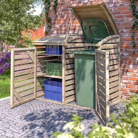 Sandiacre Outdoor Wooden Single Bin Storage Cabinet with Box Store in Natural