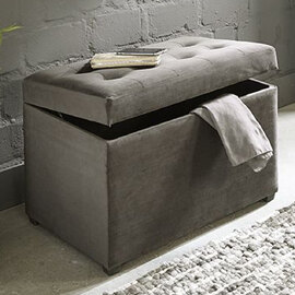 Sandpoint Fabric Storage Ottoman In Anthracite And Brown