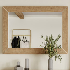 Sanford Bedroom Wall Mirror With Oak Wooden Frame