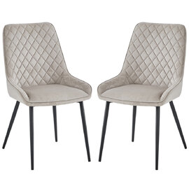 Sanford Quilted Mink Velvet Dining Chairs In Pair