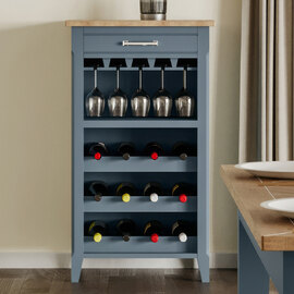 Sanford Wooden Bar Cabinet With 1 Drawer In Blue And Oak