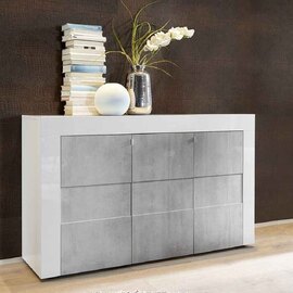 Santino Sideboard In White High Gloss And Grey With 3 Doors