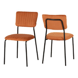 Sanur Burnt Orange Velvet Dining Chairs In Pair