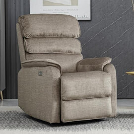 Sanur Fabric Electric Recliner 1 Seater Sofa In Taupe