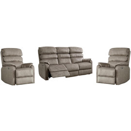 Sanur Fabric Electric Recliner 3+1+1 Seater Sofa Set In Taupe