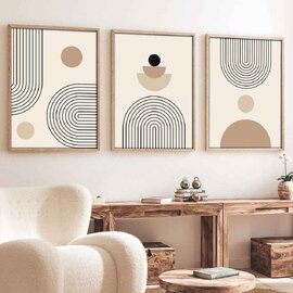 Sapphira Wooden 20x30cm Linear Equilibrium Art Frame Set of 3 in Multicolour