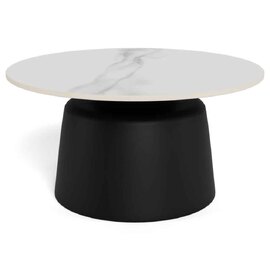 Sarasota Ceramic Round Dining Table With Black Steel Base - White