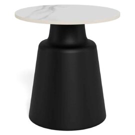 Sarasota Ceramic Round Side Table With Black Steel Base - White