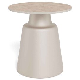 Sarasota Ceramic Round Side Table With Grey Steel Base - Beige
