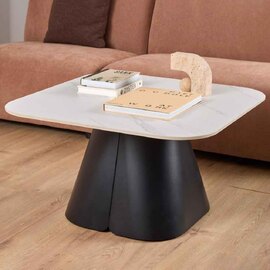 Sarasota Ceramic Square Dining Table With Black Steel Base - White