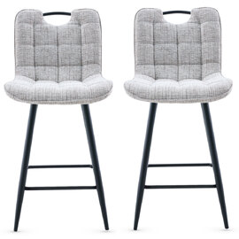 Sarlix Biscuit Fabric Counter Bar Stools in Pair