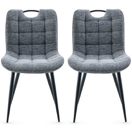 Sarlix Dark Grey Fabric Dining Chairs in Pair