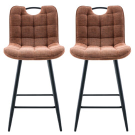 Sarlix Rust Fabric Counter Bar Stools in Pair