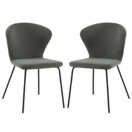 Sarnia Dark Grey Corduroy Fabric Dining Chairs In Pair