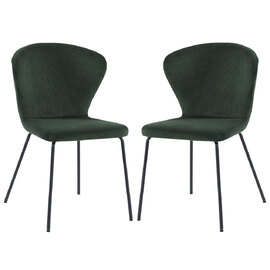 Sarnia Green Corduroy Fabric Dining Chairs In Pair