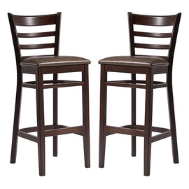 Sarnia Lascari Vintage Brown Faux Leather Bar Chairs In Pair