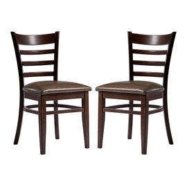 Sarnia Lascari Vintage Brown Faux Leather Dining Chairs In Pair