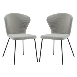 Sarnia Stone Corduroy Fabric Dining Chairs In Pair