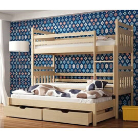 Sarnia Wooden Bunk Bed With Foam Mattress And Trundle In Pine