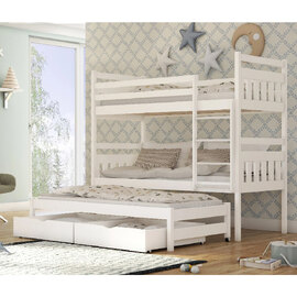 Sarnia Wooden Bunk Bed With Foam Mattress And Trundle In White