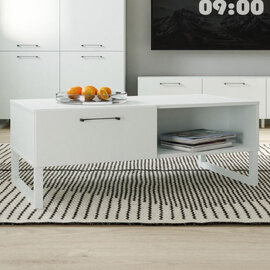 Sarnia Wooden Coffee Table With 1 Drawer In Light Grey