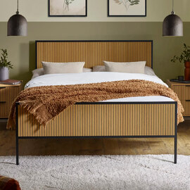 Sarnia Wooden Double Bed - Brown