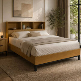 Sarnia Wooden Double Bed in Light Oak