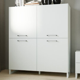 Sarnia Wooden Highboard With 4 Doors In Light Grey