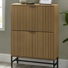 Sarnia Wooden Shoe Storage Cabinet With 2 Flip Doors - Brown