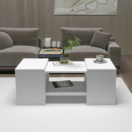 Sartos Wooden Coffee Table Set in White
