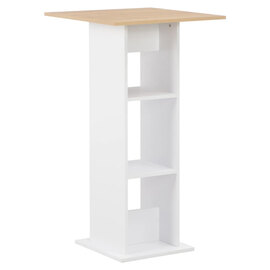 Sasha Square Wooden Bar Table In Sonoma Oak And White