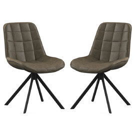Satie Espresso PU Leather Dining Chairs in Pair