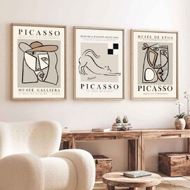 Satori Wooden 30x40cm Cubist Soul Cat Art of Frame Set of 3 in Multicolour