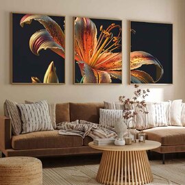 Satori Wooden 30x40cm Midnight Lily Art of Frame Set of 3 in Multicolour