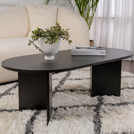 Savelio Oval Wooden Coffee Table in Black