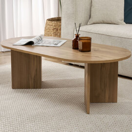 Savelio Oval Wooden Coffee Table in Oak