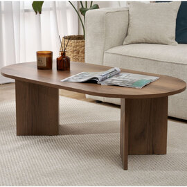 Savelio Oval Wooden Coffee Table in VNT Walnut