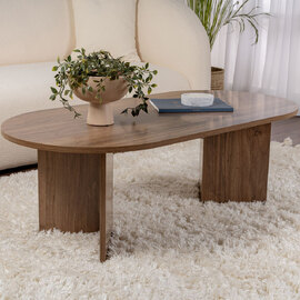 Savelio Oval Wooden Coffee Table in Walnut