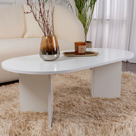 Savelio Oval Wooden Coffee Table in White