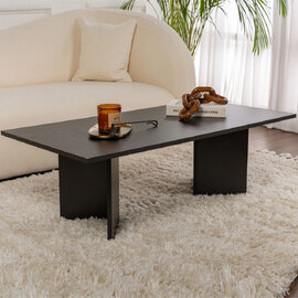 Savella Rectangular Wooden Coffee Table in Black