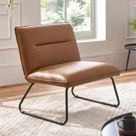 Savelle Faux Leather Lounge Chair in Brown
