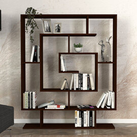 Savero Wooden Bookcase with 9 Shelves in Wenge