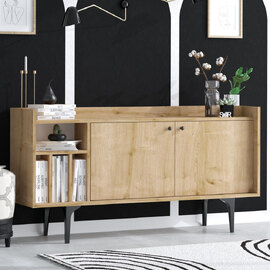 Savero Wooden Sideboard With 2 Doors In Sapphire Oak