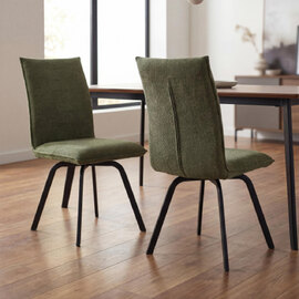 Savona Green Fabric Dining Chairs in Pair