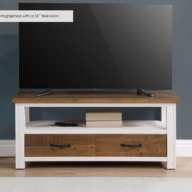 Savona Wooden TV Stand With 2 Drawers In White And Oak
