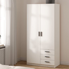 Savoy Wooden Wardrobe with 2 Doors 3 Drawers in White
