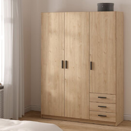 Savoy Wooden Wardrobe with 3 Doors 3 Drawers in Jackson Hickory