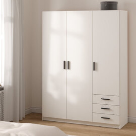 Savoy Wooden Wardrobe with 3 Doors 3 Drawers in White