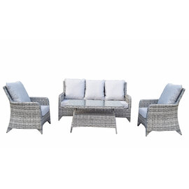 Savvy Rattan Garden 5 Seater Sofa Set With Coffee Table In Grey